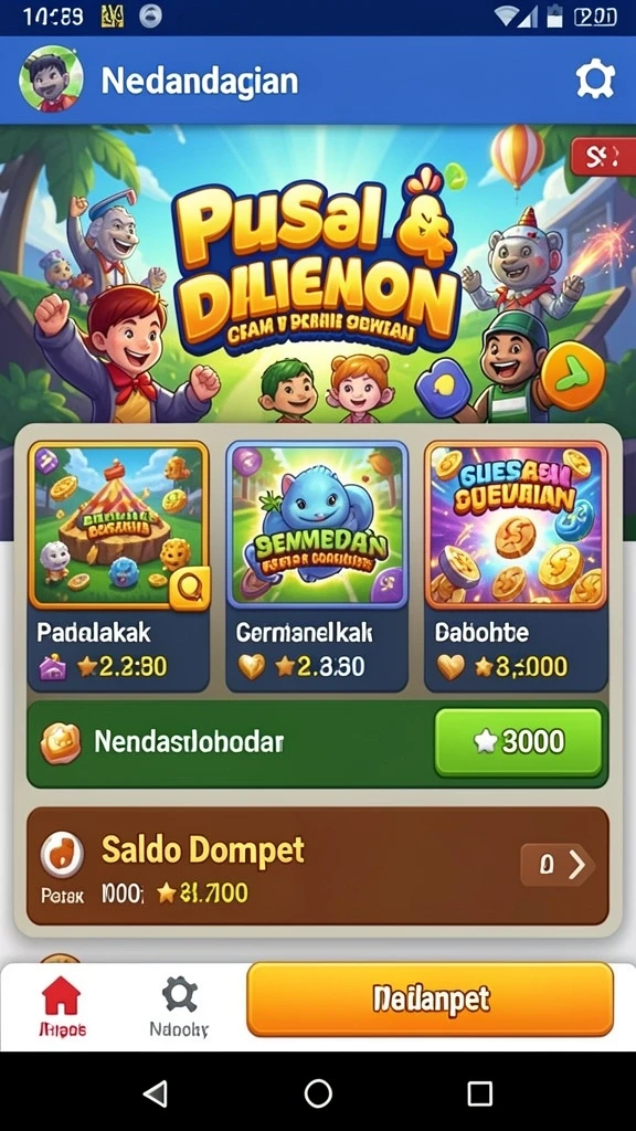 Screenshot aplikasi menunjukkan tampilan menu utama DY777.